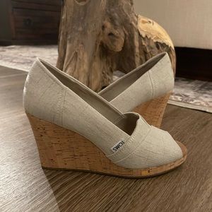 Toms Natural Crosshatch Classic Wedge Sandals